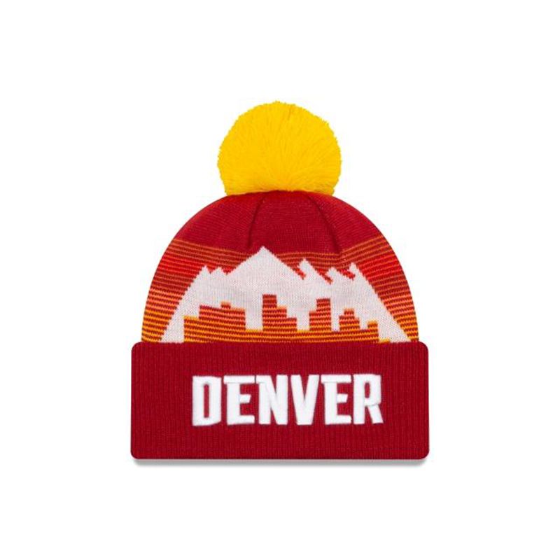 NBA Denver Nuggets City Edition Pom Knit (BQM2938) - Red New Era Beanies